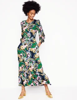 Dresses & Jumpsuits | Midi-Boden Tabitha Tiered Jersey Dress-Green, Botanical Paisley Green,BotanicalPaisley