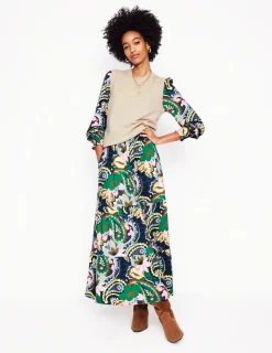 Dresses & Jumpsuits | Midi-Boden Tabitha Tiered Jersey Dress-Green, Botanical Paisley Green,BotanicalPaisley