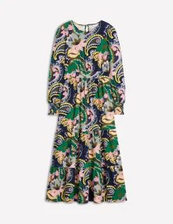 Dresses & Jumpsuits | Midi-Boden Tabitha Tiered Jersey Dress-Green, Botanical Paisley Green,BotanicalPaisley