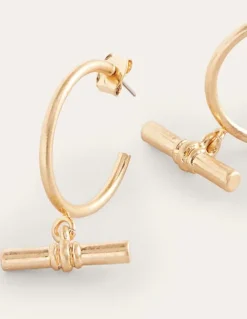 Jewelry-Boden T-Bar Hoop Earrings- Gold