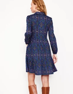 Petite Dresses | Short-Boden Tiered Jersey Shirt Dress-Navy, Paisley Bud Variation Navy,PaisleyBudVariation