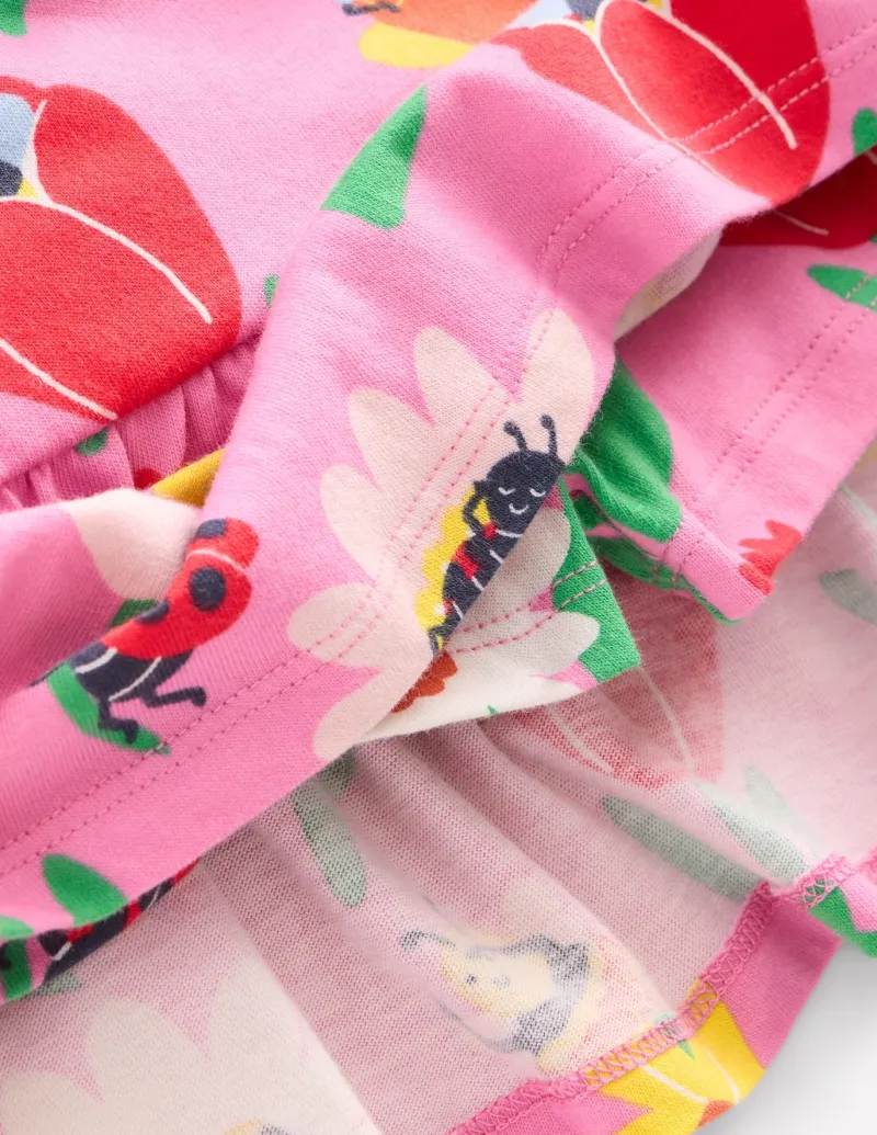 Skirts & Skorts-Boden Tiered Jersey Skort-Sugared Lilac Spring Garden SugaredLilacSpringGarden