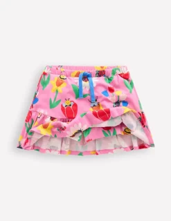 Skirts & Skorts-Boden Tiered Jersey Skort-Sugared Lilac Spring Garden SugaredLilacSpringGarden