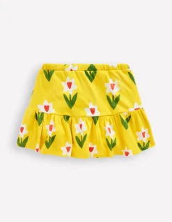 Skirts & Skorts-Boden Tiered Jersey Skort-Tropical Yellow Daffodil TropicalYellowDaffodil