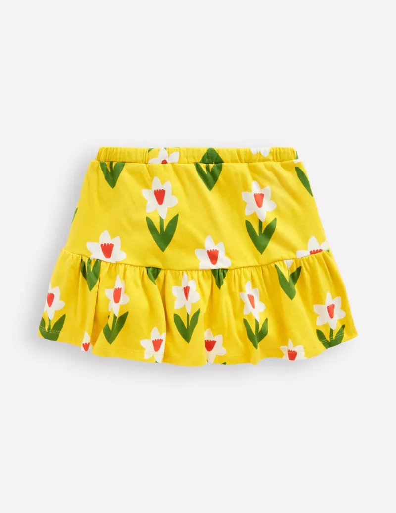 Skirts & Skorts-Boden Tiered Jersey Skort-Tropical Yellow Daffodil TropicalYellowDaffodil
