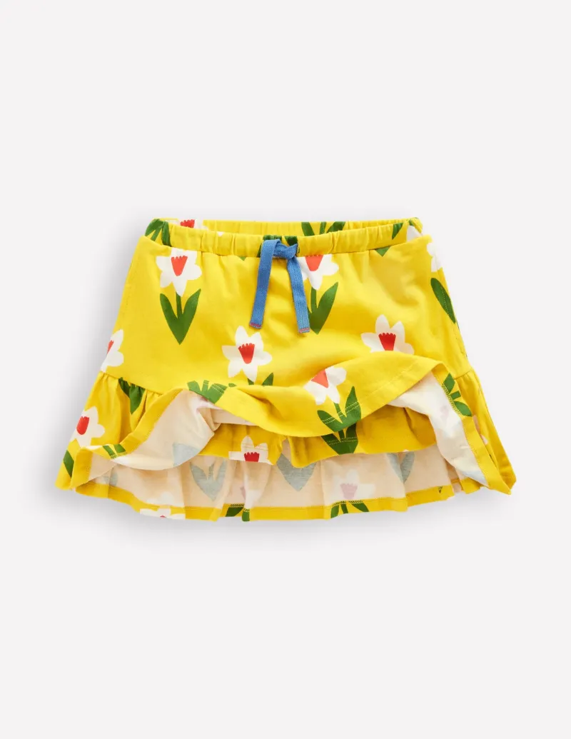 Skirts & Skorts-Boden Tiered Jersey Skort-Tropical Yellow Daffodil TropicalYellowDaffodil