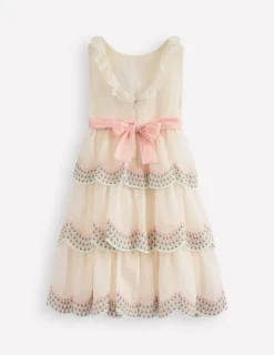 Dresses-Boden Tiered Organza Dress- Ivory