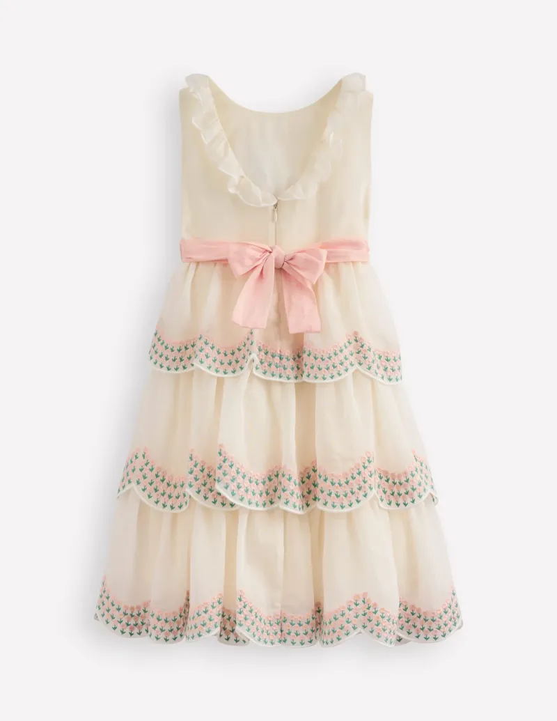 Dresses-Boden Tiered Organza Dress- Ivory
