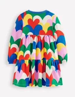 Dresses-Boden Tiered Sweatshirt Dress-Multi Collage Hearts MultiCollageHearts