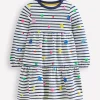 Dresses-Boden Tiered Sweatshirt Dress-Navy/ Ivory Stripe Navy/IvoryStripe