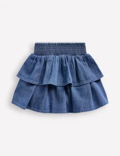 Skirts & Skorts-Boden Tiered Woven Skirt- Chambray