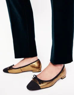 Flats-Boden Toe Cap Ballet Flat-Bronze Metallic Leather BronzeMetallicLeather