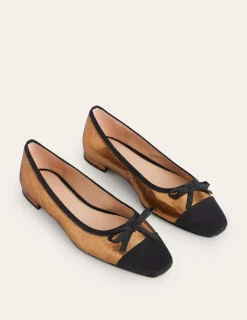 Flats-Boden Toe Cap Ballet Flat-Bronze Metallic Leather BronzeMetallicLeather