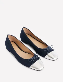 Flats-Boden Toe Cap Ballet Flat- Denim