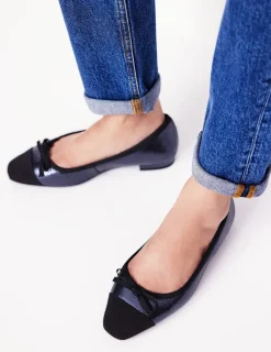 Flats-Boden Toe Cap Ballet Flat-Navy Crackle Leather NavyCrackleLeather