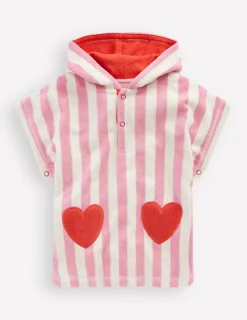 Swimwear & Beachwear-Boden Towelling Throw On-Bubblegum Pink Heart Stripe