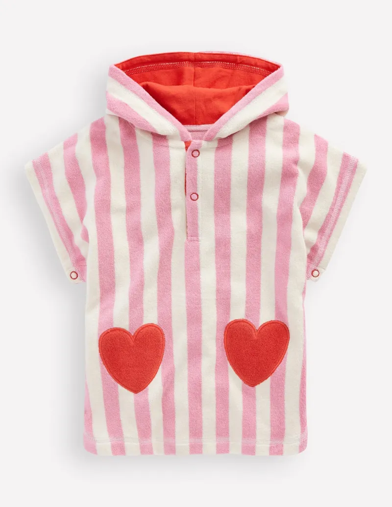 Swimwear & Beachwear-Boden Towelling Throw On-Bubblegum Pink Heart Stripe