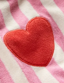 Swimwear & Beachwear-Boden Towelling Throw On-Bubblegum Pink Heart Stripe