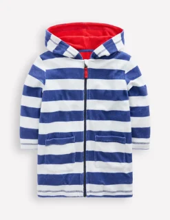 Swimwear & Beachwear-Boden Towelling Zip-Up Throw-On-Sapphire Blue Stripe SapphireBlueStripe
