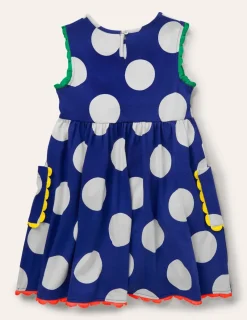 Dresses-Boden Trim Detail Jersey Dress-Blue Wave Jumbo Spot BlueWaveJumboSpot