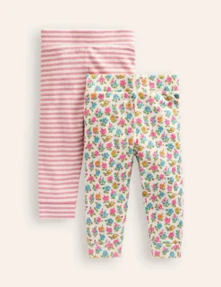 Bottoms-Boden Twin Pack Pointelle Leggings-Almond Pink/Ivory AlmondPink/Ivory