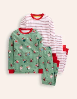 Sleepwear & Pajamas-Boden Twin Pack Snug Pajamas-Eucalyptus Bunnies EucalyptusBunnies