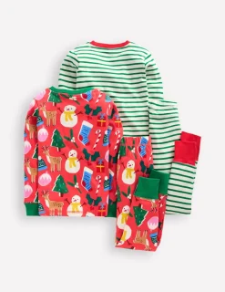 Sleepwear & Pajamas-Boden Twin Pack Snug Pajamas-Jam Red Christmas JamRedChristmas