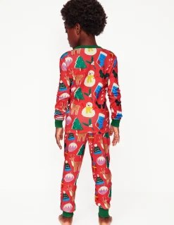 Sleepwear & Pajamas-Boden Twin Pack Snug Pajamas-Jam Red Christmas JamRedChristmas
