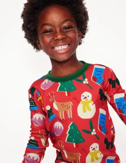 Sleepwear & Pajamas-Boden Twin Pack Snug Pajamas-Jam Red Christmas JamRedChristmas