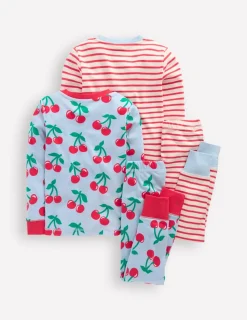 Sleepwear & Pajamas-Boden Twin Pack Snug Pajamas-Misty Blue Cherries MistyBlueCherries