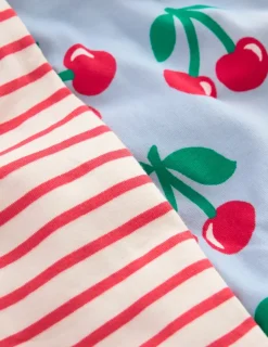 Sleepwear & Pajamas-Boden Twin Pack Snug Pajamas-Misty Blue Cherries MistyBlueCherries