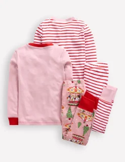 Sleepwear & Pajamas-Boden Twin Pack Snug Pyjamas-Vintage Pink Carousel VintagePinkCarousel