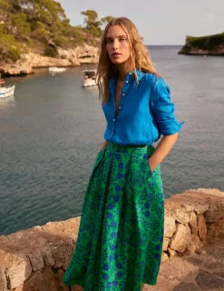 Skirts-Boden Verity Linen Midi Skirt-Structured Meadow StructuredMeadow