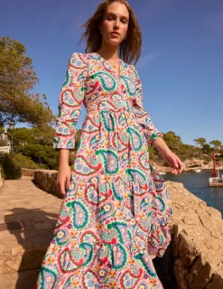 Dresses & Jumpsuits | Midi-Boden Violet Cotton Midi Dress-Multi, Meadow Paisley Multi,MeadowPaisley