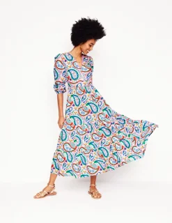 Dresses & Jumpsuits | Midi-Boden Violet Cotton Midi Dress-Multi, Meadow Paisley Multi,MeadowPaisley