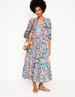 Dresses & Jumpsuits | Midi-Boden Violet Cotton Midi Dress-Multi, Meadow Paisley Multi,MeadowPaisley