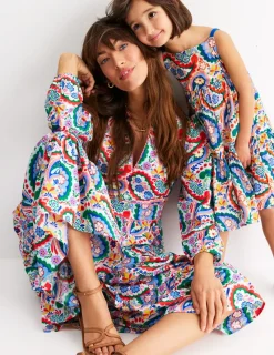 Dresses & Jumpsuits | Midi-Boden Violet Cotton Midi Dress-Multi, Meadow Paisley Multi,MeadowPaisley
