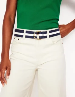 Belts-Boden Webbing D-Ring Belt-Navy and Ivory NavyandIvory