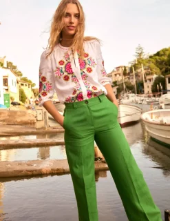 Pants-Boden Westbourne Linen Pants-Iguana Green IguanaGreen