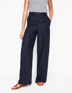 Pants-Boden Westbourne Linen Pants- Navy