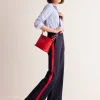 Pants | Suits & Tailoring-Boden Westbourne Ponte Trousers-Navy, Red Stripe Navy,RedStripe