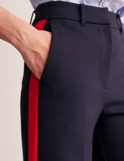 Pants | Suits & Tailoring-Boden Westbourne Ponte Trousers-Navy, Red Stripe Navy,RedStripe