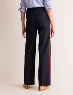 Pants | Suits & Tailoring-Boden Westbourne Ponte Trousers-Navy, Red Stripe Navy,RedStripe