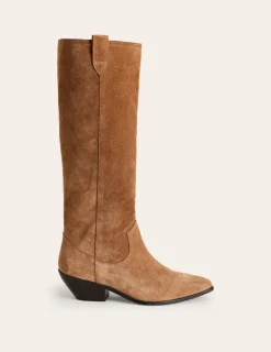 Heels | Boots-Boden Western Knee High Boots-Rusty Tan Suede RustyTanSuede