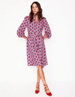 Dresses & Jumpsuits | Short-Boden Willow Frill Short Shirt Dress-Poppy Red, Daisy Bloom Geo PoppyRed,DaisyBloomGeo