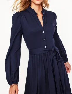 Dresses & Jumpsuits | Short-Boden Willow Frill Short Shirt Dress- Navy