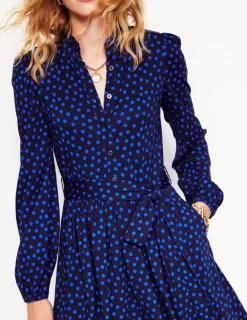 Dresses & Jumpsuits | Short-Boden Willow Frill Short Shirt Dress-French Navy, Abstract Dot FrenchNavy,AbstractDot