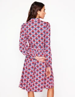 Dresses & Jumpsuits | Short-Boden Willow Frill Short Shirt Dress-Poppy Red, Daisy Bloom Geo PoppyRed,DaisyBloomGeo