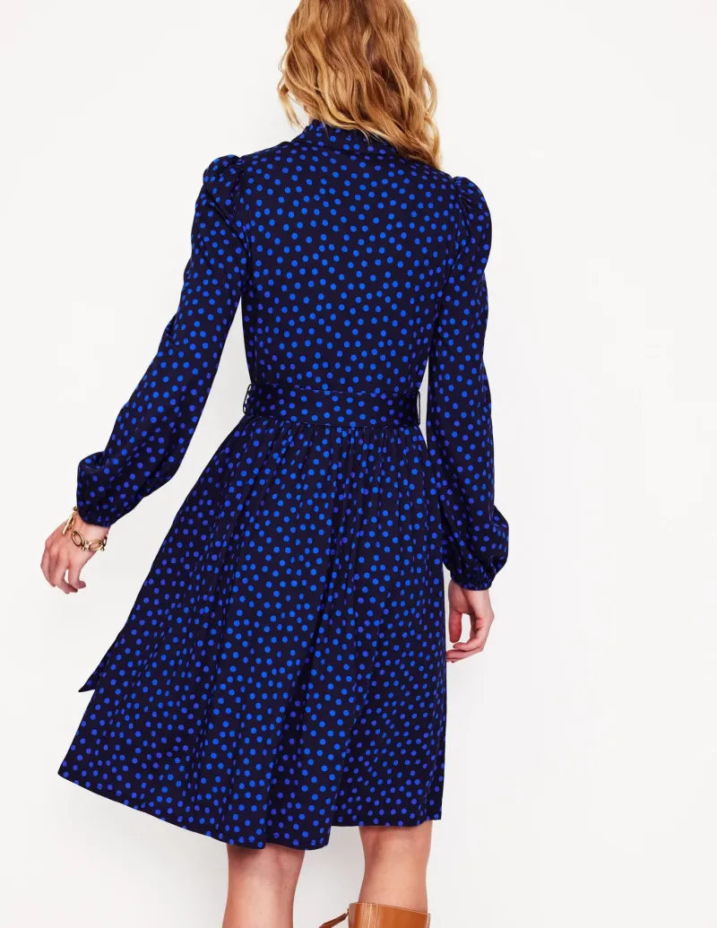 Dresses & Jumpsuits | Short-Boden Willow Frill Short Shirt Dress-French Navy, Abstract Dot FrenchNavy,AbstractDot