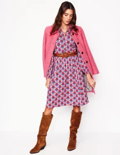 Dresses & Jumpsuits | Short-Boden Willow Frill Short Shirt Dress-Poppy Red, Daisy Bloom Geo PoppyRed,DaisyBloomGeo